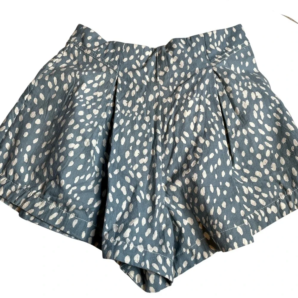 Free People‎ Bennett Blue White Spotted Lace Up High Waisted Cotton Shorts